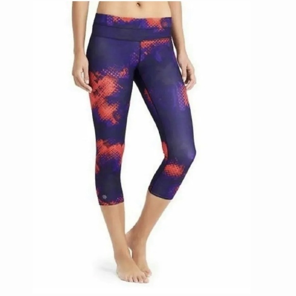 Athleta Electro Sonar Capri Tight in Vibrant Cobalt Blue Red Leggings - Picture 1 of 13